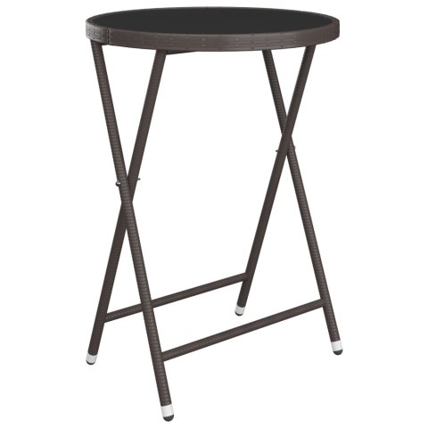 3-CZ. ZESTAW BISTRO RATTAN PE I SZKŁO HARTOWANE BRĄZOWY