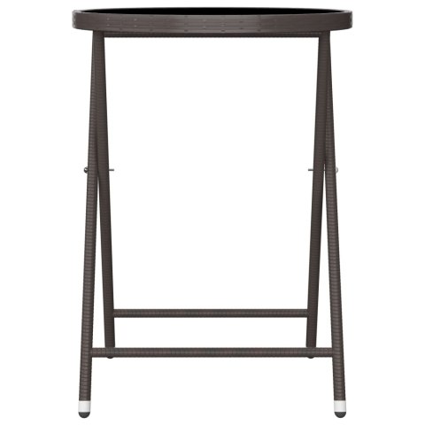 3-CZ. ZESTAW BISTRO RATTAN PE I SZKŁO HARTOWANE BRĄZOWY