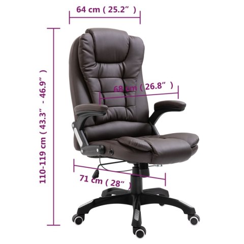 KRZESŁO BIUROWE BRĄZOWE SZTUCZNA SKÓRA