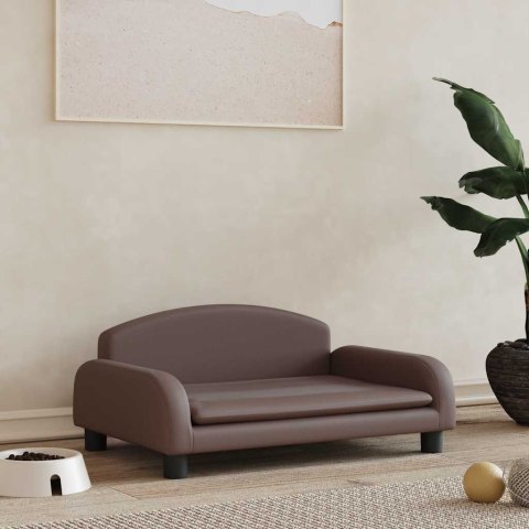 LEGOWISKO DLA PSA BRĄZOWE 70X45X30CM SZTUCZNA SKÓRA