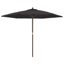 PARASOL OGRODOWY NA DREWNIANYM SŁUPKU CZARNY 299X240CM