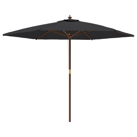 PARASOL OGRODOWY NA DREWNIANYM SŁUPKU CZARNY 299X240CM