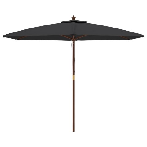 PARASOL OGRODOWY NA DREWNIANYM SŁUPKU CZARNY 299X240CM