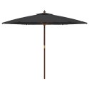 PARASOL OGRODOWY NA DREWNIANYM SŁUPKU CZARNY 299X240CM