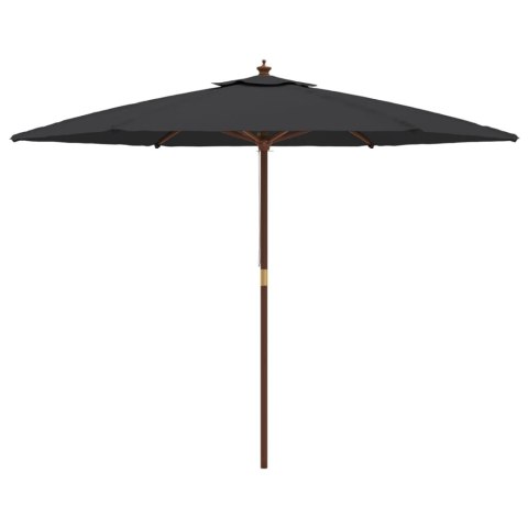 PARASOL OGRODOWY NA DREWNIANYM SŁUPKU CZARNY 299X240CM
