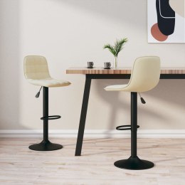 STOŁKI BAROWE 2 SZT. KREMOWE OBITE AKSAMITEM