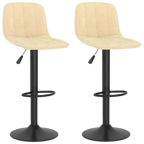 STOŁKI BAROWE 2 SZT. KREMOWE OBITE AKSAMITEM