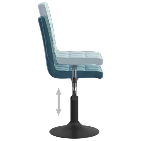 OBROTOWE KRZESŁA STOŁOWE 2 SZT. NIEBIESKIE AKSAMITNE