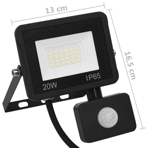 REFLEKTOR LED Z CZUJNIKIEM 20 W CIEPŁE BIAŁE ŚWIATŁO
