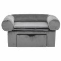 SOFA DLA PSA Z SZUFLADĄ SZARA 75X50X38CM PLUSZOWA
