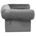 SOFA DLA PSA Z SZUFLADĄ SZARA 75X50X38CM PLUSZOWA