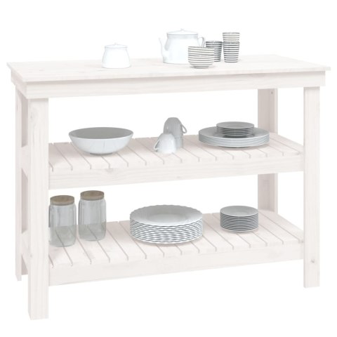 STOLIK ROBOCZY BIAŁY 110,5X50X80CM LITE DREWNO SOSNOWE