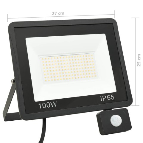 REFLEKTOR LED Z CZUJNIKIEM 100 W ZIMNE BIAŁE ŚWIATŁO