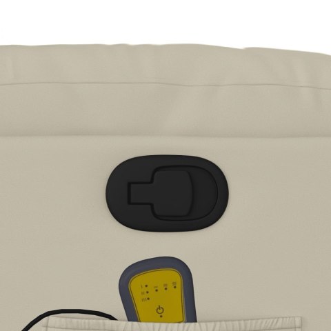 PODNOSZONY FOTEL MASUJĄCY ROZKŁADANY KREMOWY EKOSKÓRA