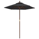 PARASOL OGRODOWY NA DREWNIANYM SŁUPKU CZARNY 196X231CM