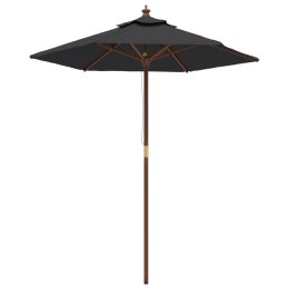 PARASOL OGRODOWY NA DREWNIANYM SŁUPKU CZARNY 196X231CM