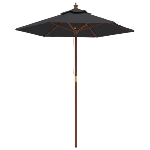 PARASOL OGRODOWY NA DREWNIANYM SŁUPKU CZARNY 196X231CM