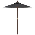 PARASOL OGRODOWY NA DREWNIANYM SŁUPKU CZARNY 196X231CM