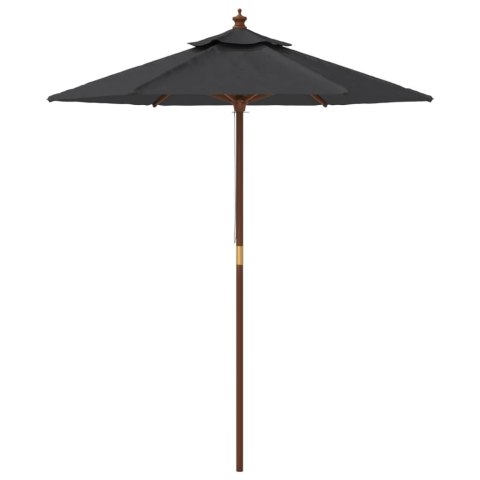 PARASOL OGRODOWY NA DREWNIANYM SŁUPKU CZARNY 196X231CM