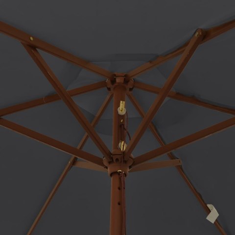 PARASOL OGRODOWY NA DREWNIANYM SŁUPKU CZARNY 196X231CM