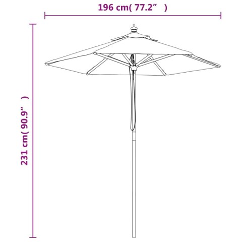PARASOL OGRODOWY NA DREWNIANYM SŁUPKU CZARNY 196X231CM