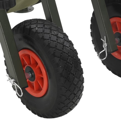 WÓZEK WĘDKARSKI Z 2 KÓŁKAMI ZIELONY MALOWANA PROSZKOWO STAL