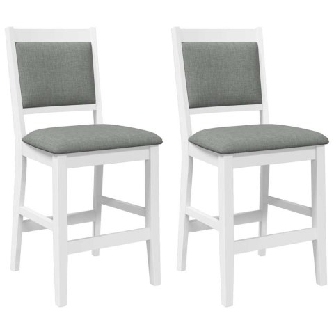 HOKERY BAROWE Z PODUSZKAMI 2 SZT. BIAŁE LITE DREWNO GUMOWE