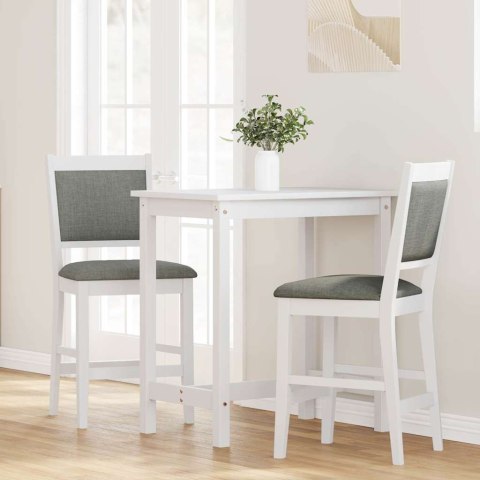 HOKERY BAROWE Z PODUSZKAMI 2 SZT. BIAŁE LITE DREWNO GUMOWE