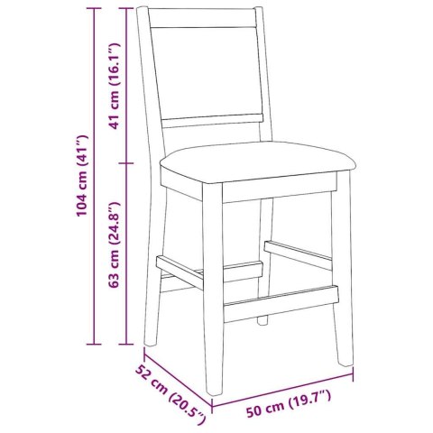 HOKERY BAROWE Z PODUSZKAMI 2 SZT. BRĄZOWE LITE DREWNO GUMOWE