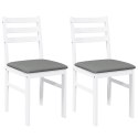 KRZESŁA DO JADALNI Z PODUSZKAMI 2 SZT. BIAŁE LITE DREWNO GUMOWE