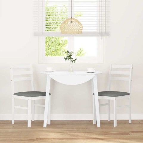 KRZESŁA DO JADALNI Z PODUSZKAMI 2 SZT. BIAŁE LITE DREWNO GUMOWE