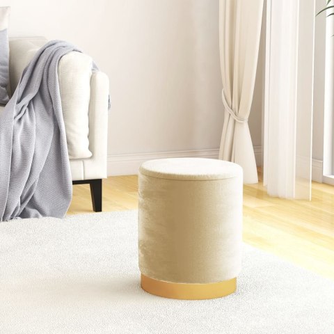 OKRĄGŁY STOŁEK ZE SCHOWKIEM BRZOSKWINIOWY OBITY AKSAMITEM