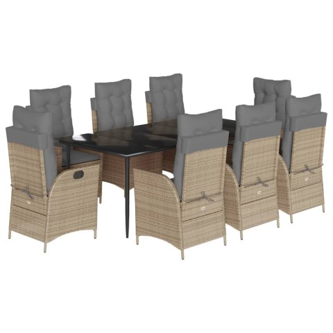 9-CZ. ZESTAW MEBLI OGRODOWYCH Z PODUSZKAMI BEŻOWY POLIRATTAN