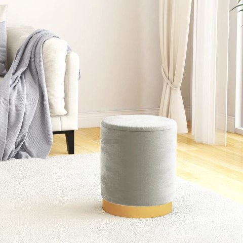 OKRĄGŁY STOŁEK ZE SCHOWKIEM JASNOSZARY OBITY AKSAMITEM