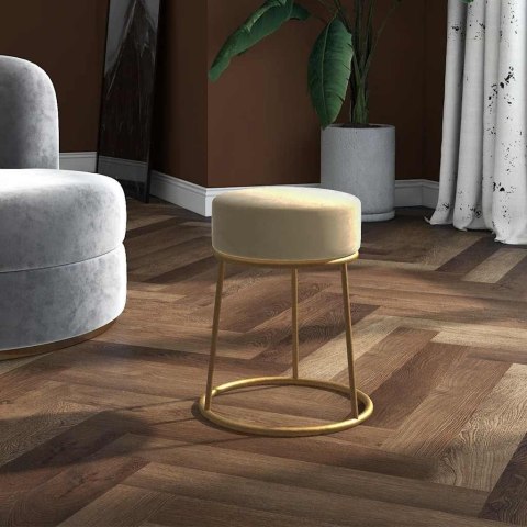 OKRĄGŁY STOŁEK CIEMNOSZARY OBITY AKSAMITEM