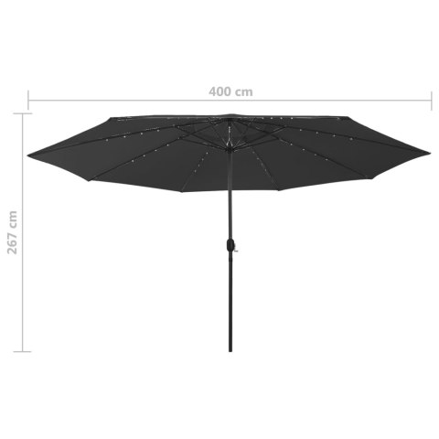 PARASOL OGRODOWY Z LED 400CM CZARNY