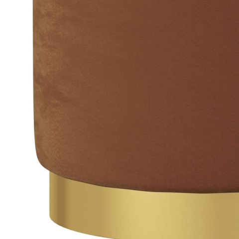 OKRĄGŁY STOŁEK ZE SCHOWKIEM BRĄZOWY OBITY AKSAMITEM