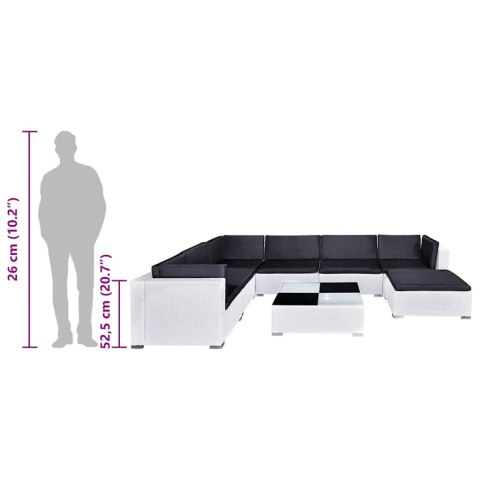 8-CZ. ZESTAW WYPOCZYNKOWY DO OGRODU PODUSZKI RATTAN PE BIAŁY