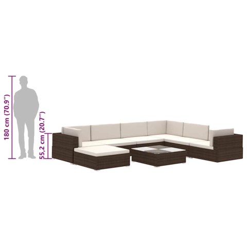 8-CZ. ZESTAW WYPOCZYNKOWY DO OGRODU PODUSZKI RATTAN PE BRĄZ