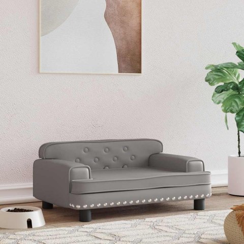 LEGOWISKO DLA PSA SZARE 70X45X30CM SZTUCZNA SKÓRA