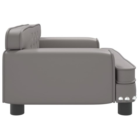 SOFA DLA DZIECI SZARA 70X45X30CM SZTUCZNA SKÓRA