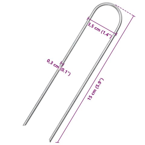 KOŁKI GRUNTOWE W KSZTAŁCIE LITERY U 50 SZT. 15X3,5CM STAL