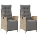 ROZKŁADANE FOTELE OGRODOWE Z PODNÓŻKIEM 2 SZT. MIESZANY BEŻ
