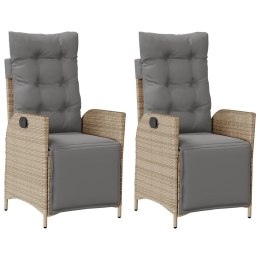 ROZKŁADANE FOTELE OGRODOWE Z PODNÓŻKIEM 2 SZT. MIESZANY BEŻ