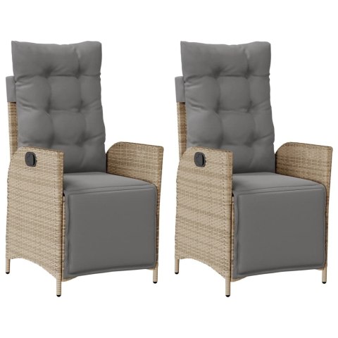 ROZKŁADANE FOTELE OGRODOWE Z PODNÓŻKIEM 2 SZT. MIESZANY BEŻ