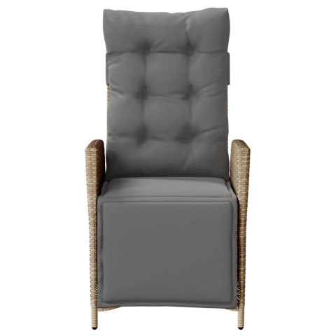 ROZKŁADANE FOTELE OGRODOWE Z PODNÓŻKIEM 2 SZT. MIESZANY BEŻ