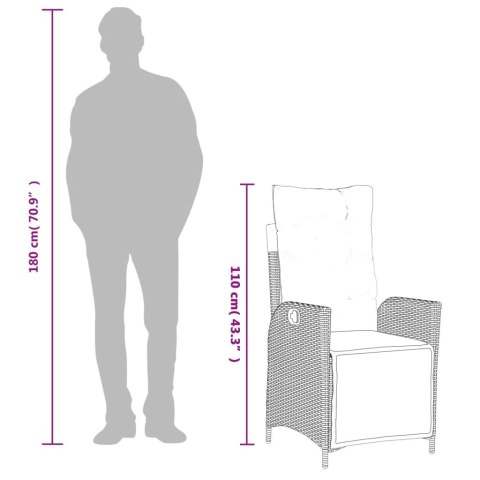 ROZKŁADANE FOTELE OGRODOWE Z PODNÓŻKIEM 2 SZT. MIESZANY BEŻ