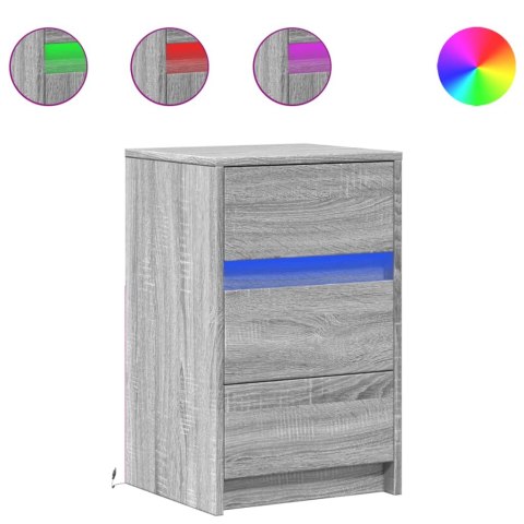 SZAFKA NOCNA Z LED SZARY DĄB SONOMA