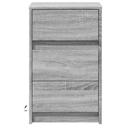 SZAFKA NOCNA Z LED SZARY DĄB SONOMA