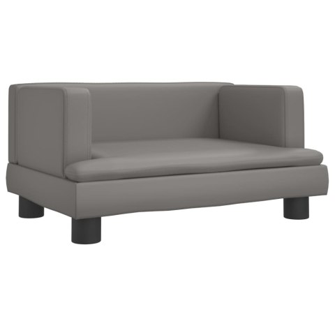 SOFA DLA DZIECI SZARA 60X40X30CM SZTUCZNA SKÓRA